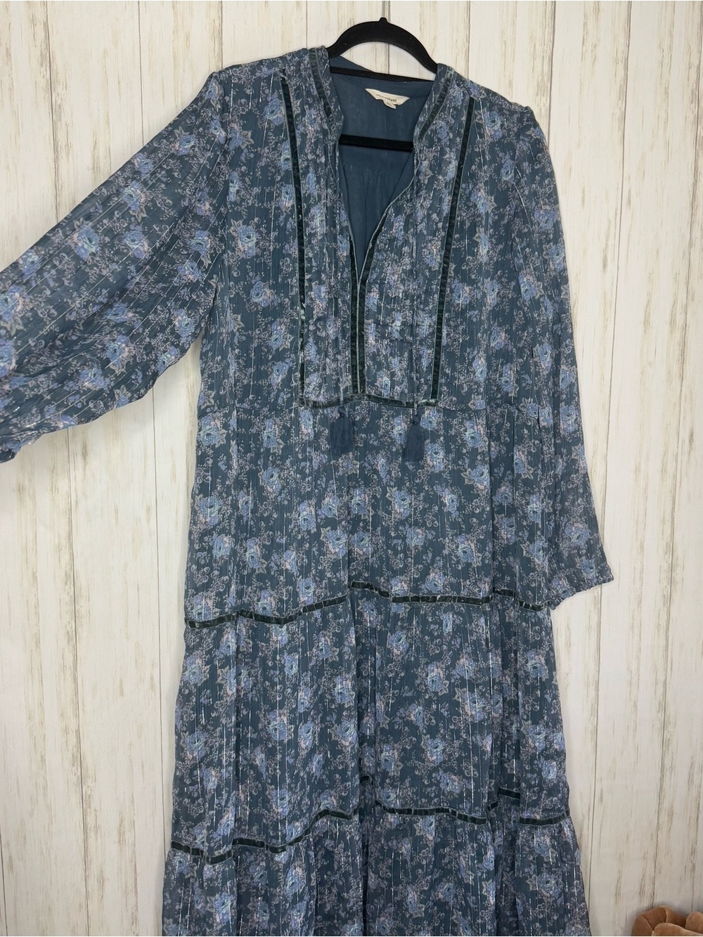 Lucky Brand NWT XL Blue Floral Drop-Waist Dress